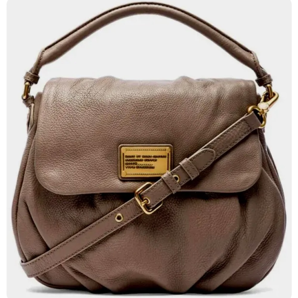 MARC JACOBS TAUPE LEATHER CROSSBODY SHOULDER BAG